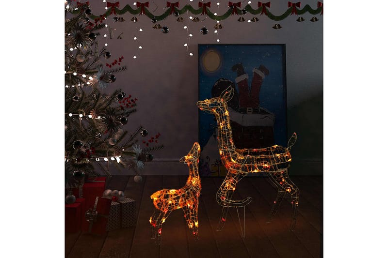 Julereinsdyrfamilie akryl 160 LED 160 cm flerfarget - Blå - Julebelysning utendørs