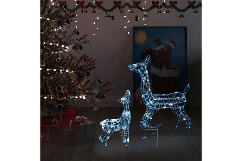Julereinsdyrfamilie akryl 160 LED 160 cm kaldhvitt - Hvit - Julebelysning utendørs