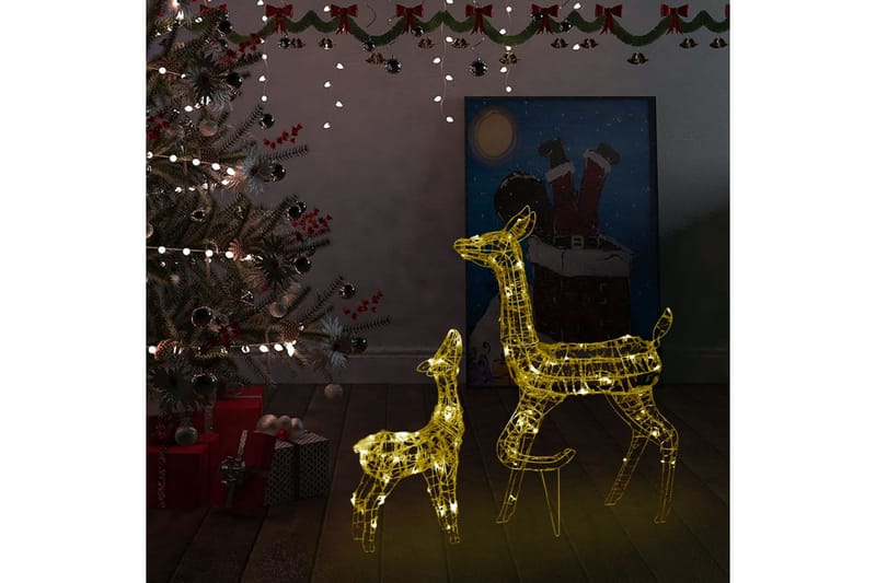 Julereinsdyrfamilie akryl 160 LED 160 cm varmhvit - Hvit - Julebelysning utendørs