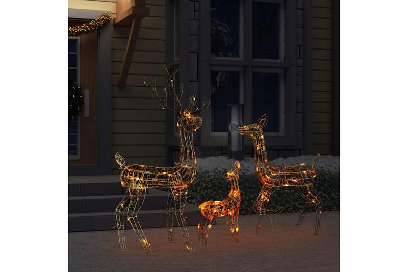 Julereinsdyrfamilie akryl 160 LED 300 cm flerfarget - Grå - Julebelysning utendørs