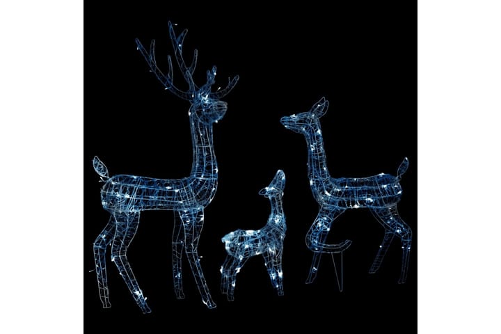 Julereinsdyrfamilie akryl 300 LED 160 cm kaldhvitt - Hvit - Julebelysning utendørs
