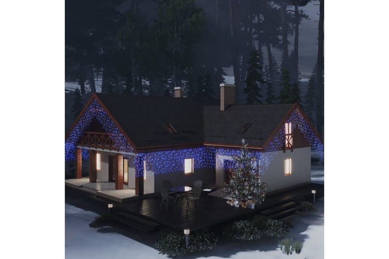 LED-lysgardin med istapper 10 m 400 LED blå 8 funksjoner - Blå - Julebelysning utendørs