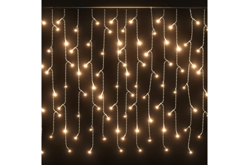 LED-lysgardin med istapper 10m 400 LED varmhvit 8 funksjoner - Hvit - Julebelysning utendørs