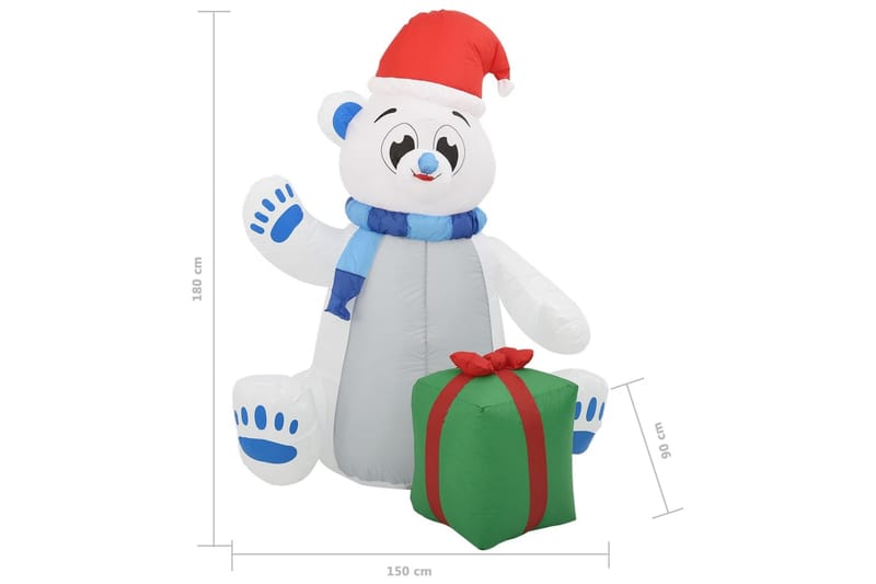 Oppblåsbar juleisbjørn LED innendørs og utendørs 1,8 m - Flerfarget - Julebelysning utendørs