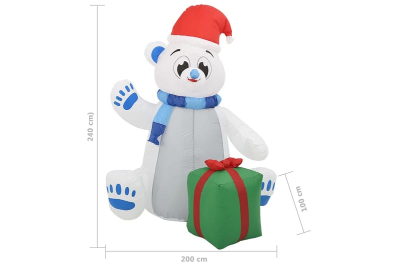 Oppblåsbar juleisbjørn LED innendørs og utendørs 2,4 m - Flerfarget - Julebelysning utendørs