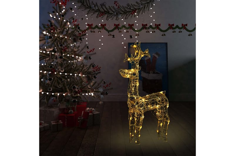 Reinsdyr julepynt 90 lysdioder 60x16x100 cm akryl - Hvit - Julebelysning utendørs