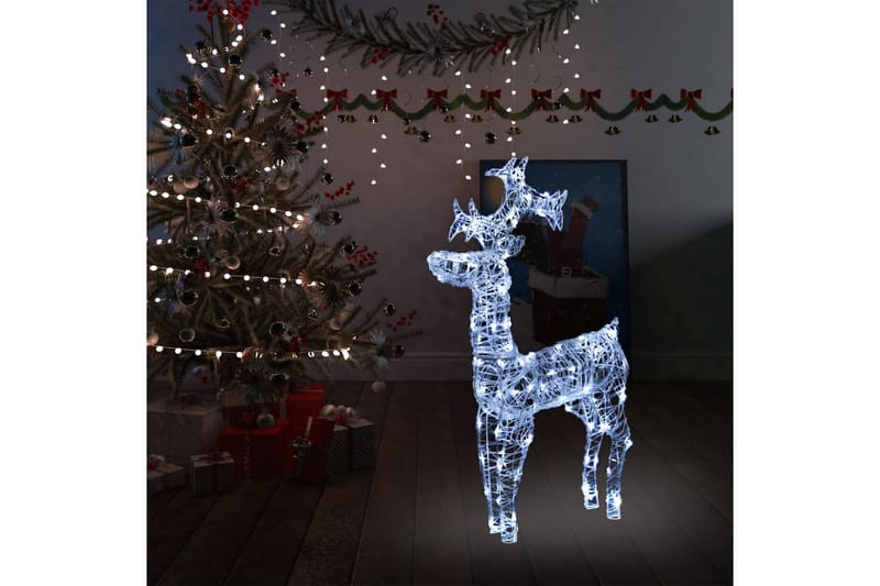 Reinsdyr julepynt 90 lysdioder 60x16x100 cm akryl - Julebelysning utendørs