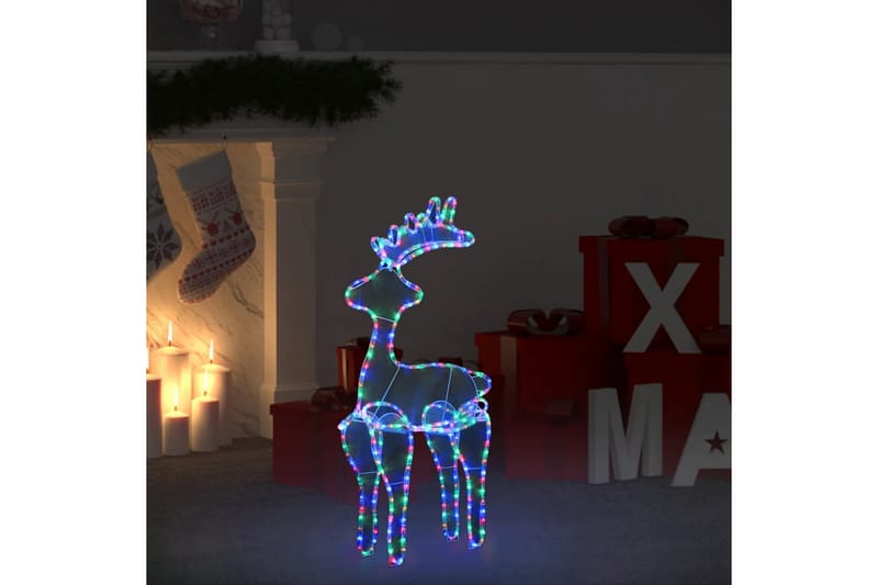 Reinsdyr julepynt med netting 306 LED 60x24x89 cm - Flerfarget - Julebelysning utendørs