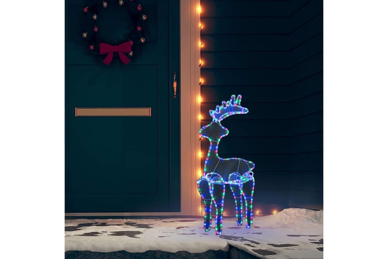 Reinsdyr julepynt med netting 306 LED 60x24x89 cm - Flerfarget - Julebelysning utendørs