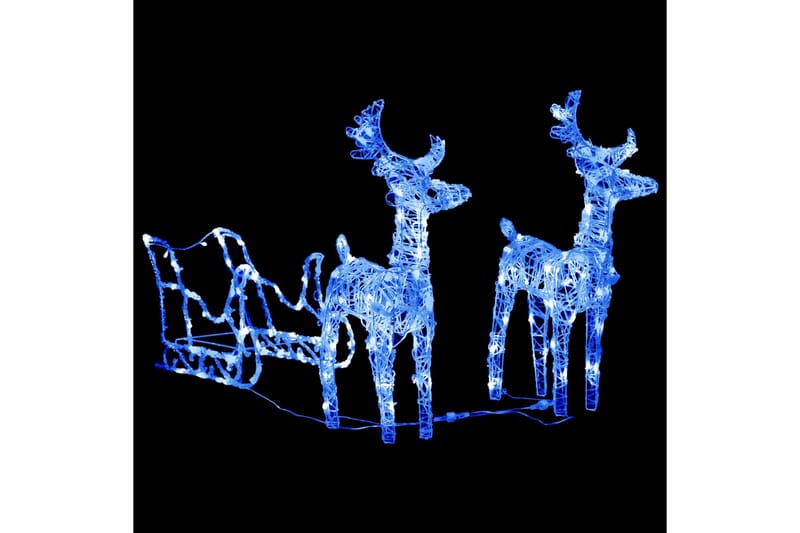Reinsdyr og slede julepynt 160 lysdioder 130 cm akryl - Blå - Julebelysning utendørs