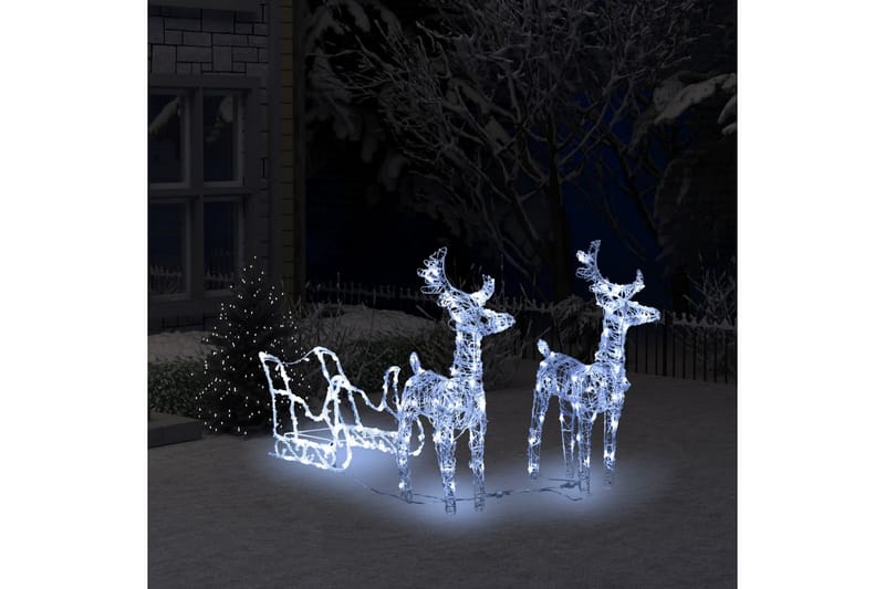 Reinsdyr og slede julepynt 240 lysdioder 130 cm akryl - Julebelysning utendørs