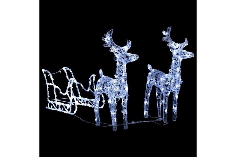 Reinsdyr og slede julepynt 240 lysdioder 130 cm akryl - Julebelysning utendørs