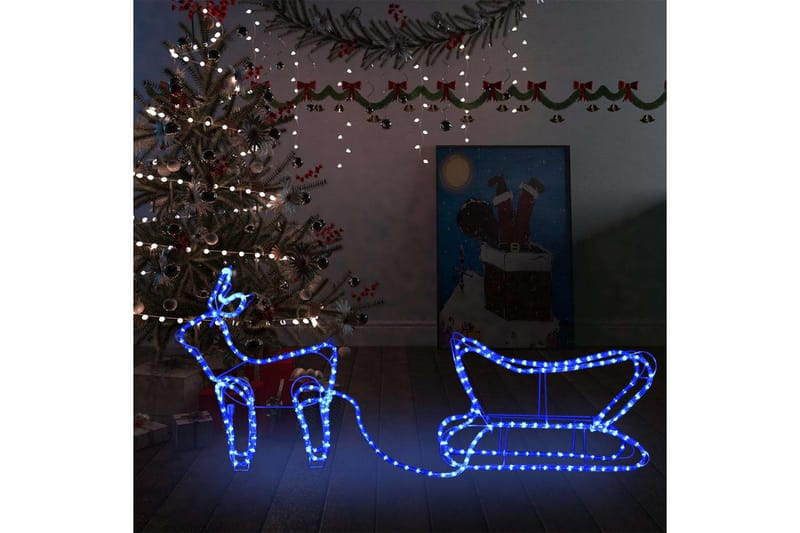 Reinsdyr og slede julepynt utendørs 252 lysdioder - Blå - Julebelysning utendørs