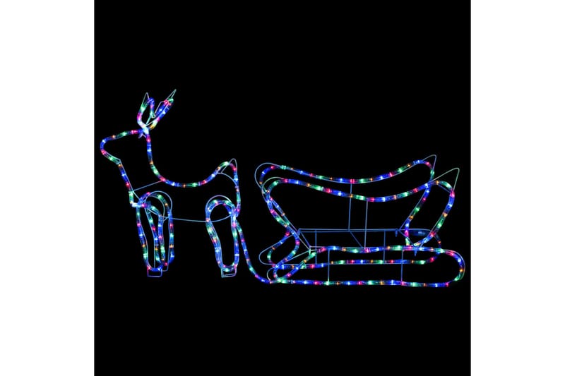 Reinsdyr og slede julepynt utendørs 252 lysdioder - Flerfarget - Julebelysning utendørs
