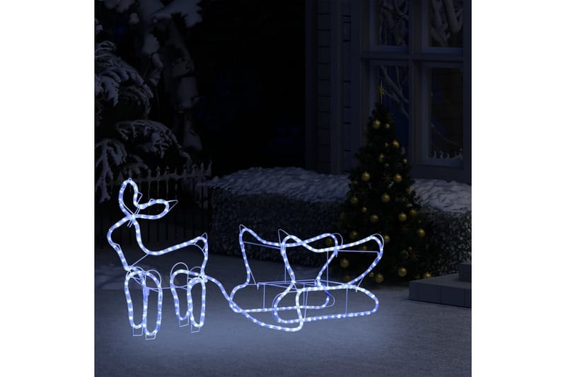 Reinsdyr og slede julepynt utendørs 252 lysdioder - Hvit - Julebelysning utendørs