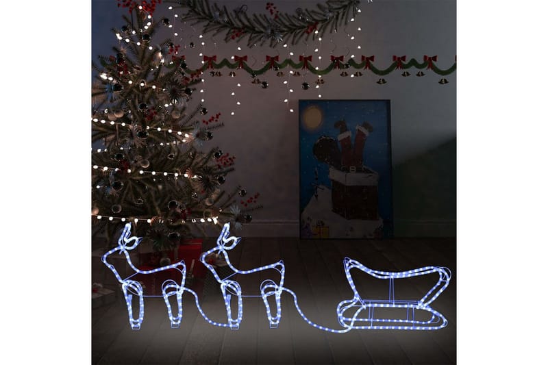 Reinsdyr og slede julepynt utendørs 576 lysdioder - Hvit - Julebelysning utendørs