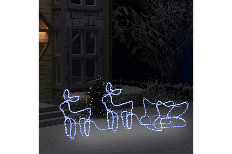 Reinsdyr og slede julepynt utendørs 576 lysdioder - Hvit - Julebelysning utendørs