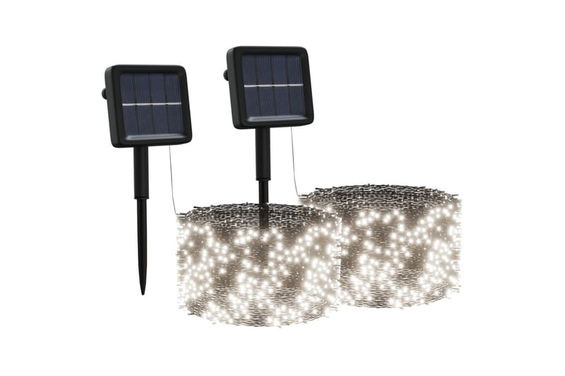 Soldrevne lysslynger 2stk LED kaldhvit innendørs utendørs - Hvit - Julebelysning utendørs