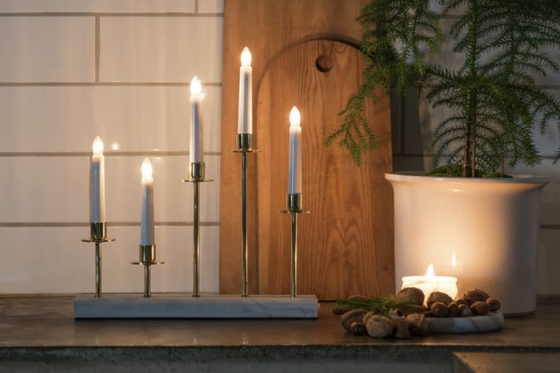 Ellysestake 5 lys metall Hvit - Julelys - Adventslysestake