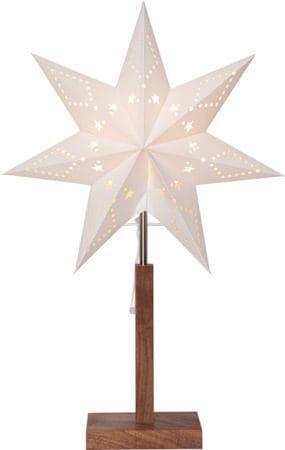 Karo Stjerne på fot 34 cm - Hvit og akasie - Belysning - Julebelysning - Julelys
