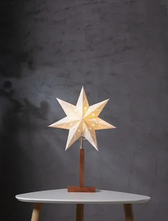 Karo Stjerne på fot 34 cm - Hvit og akasie - Belysning - Julebelysning - Julelys