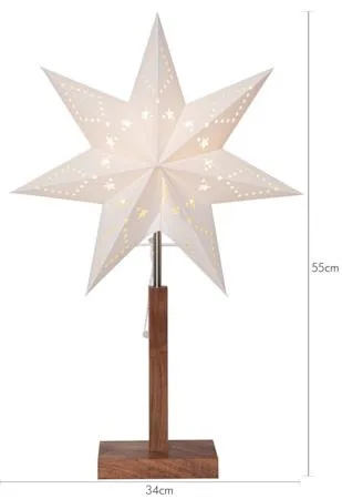 Karo Stjerne på fot 34 cm - Hvit og akasie - Belysning - Julebelysning - Julelys