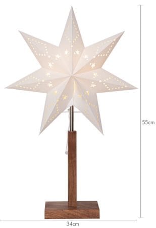 Karo Stjerne på fot 34 cm - Hvit og akasie - Belysning - Julebelysning - Julelys