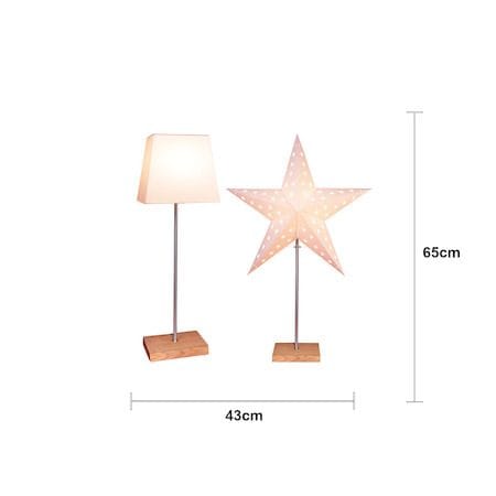 Leo fot, skjerm og stjerne 43 cm - hvit/eik - Belysning - Julebelysning - Julelys