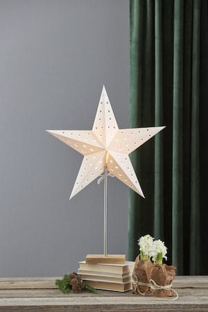 Leo fot, skjerm og stjerne 43 cm - hvit/eik - Belysning - Julebelysning - Julelys