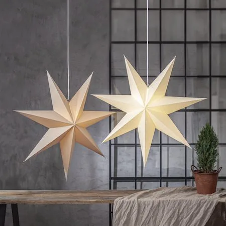Plain papirstjerne 90 cm - Hvit - Belysning - Julebelysning - Julelys