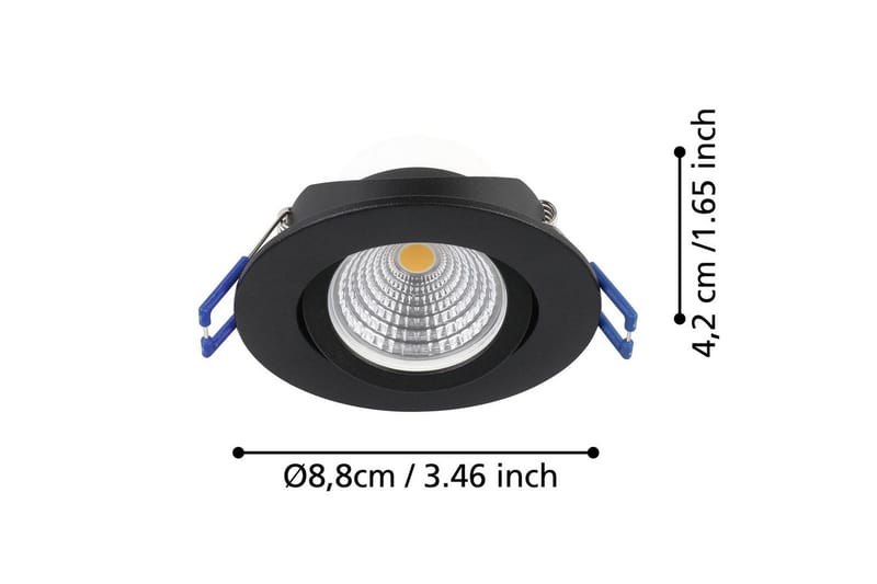 Innfelt Lampe Eglo Saliceto 3 stk Ø88 mm 2700K Svart - Svart - Belysning - Downlights & spotlights - LED downlight