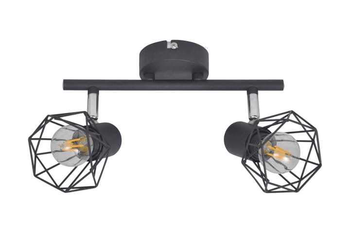 Sort spotlight, trådramme i industriell stil med 2 LED lys - Svart - Lamper gang - Spotlight skinne - Downlights & spotlights