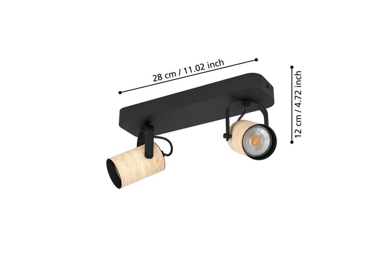 Spotlight Eglo Cayuca med 2 lamper - Svart/Brun - Belysning - Downlights & spotlights