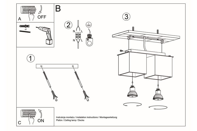 Spotlight Quad 2 Pærer Svart - Sollux Lighting - Takspotter - Downlights & spotlights - Lamper gang