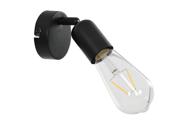 Spotlys 2 stk med glødelamper 2 W svart E27 - Svart - Veggspotlight - Lamper gang - Downlights & spotlights