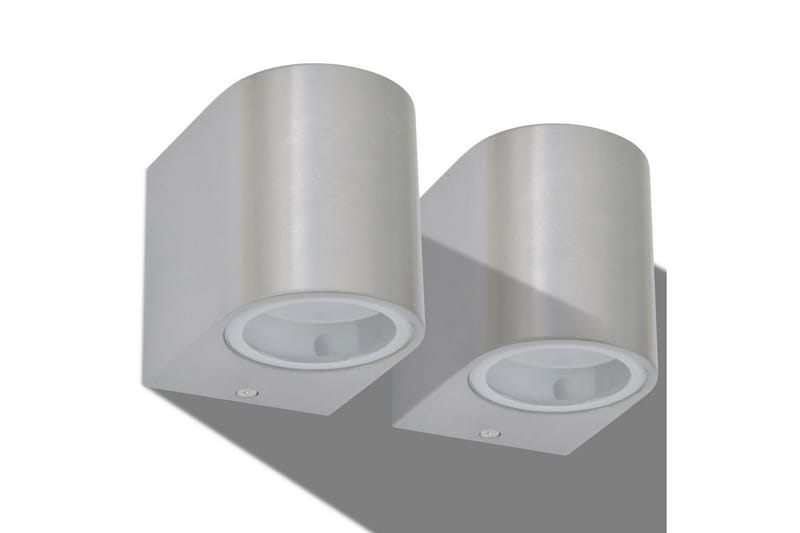 Utendørs LED vegglamper 2 stk rund nedover - Sølv - Fasadebelysning & vegglykter