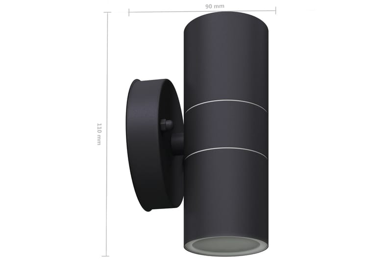 Utendørs LED Vegglamper 2 stk Rustfritt stål Oppover/Nedover - Svart - Fasadebelysning & vegglykter