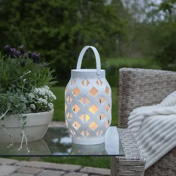 Flame lykt 15 cm - hvit - Belysning - Utendørsbelysning - Bordlampe utendørs