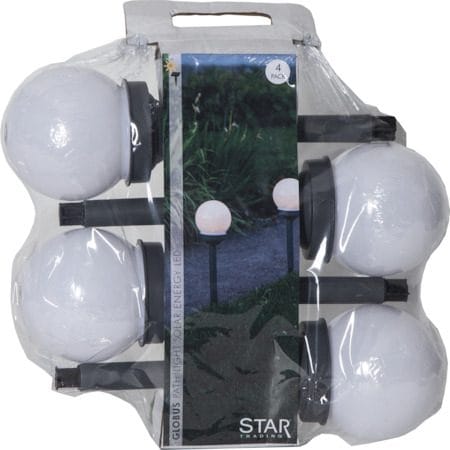 Globus 4-pakning solcellepullerter 27 cm - hvit - Belysning - Utendørsbelysning