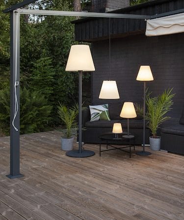 Kreta bordlampe 16 cm - hvit og svart - Belysning - Utendørsbelysning - Bordlampe utendørs