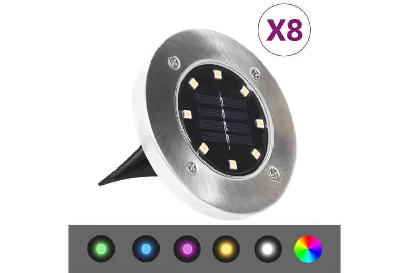 Soldrevet bakkelys 8 stk LED-lys RGB-farge - Hagebelysning - Markbelysning