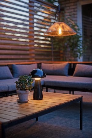 Mushroom Bordlampe 16 cm - blank svart - Belysning - Utendørsbelysning - Bordlampe utendørs