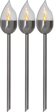Olympus 3-pakning solcellepullerter 40 cm - sølv - Belysning - Utendørsbelysning
