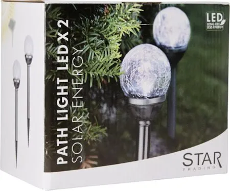 Roma solcellepullerter 2-pakning 26,5 cm, sølv/klar