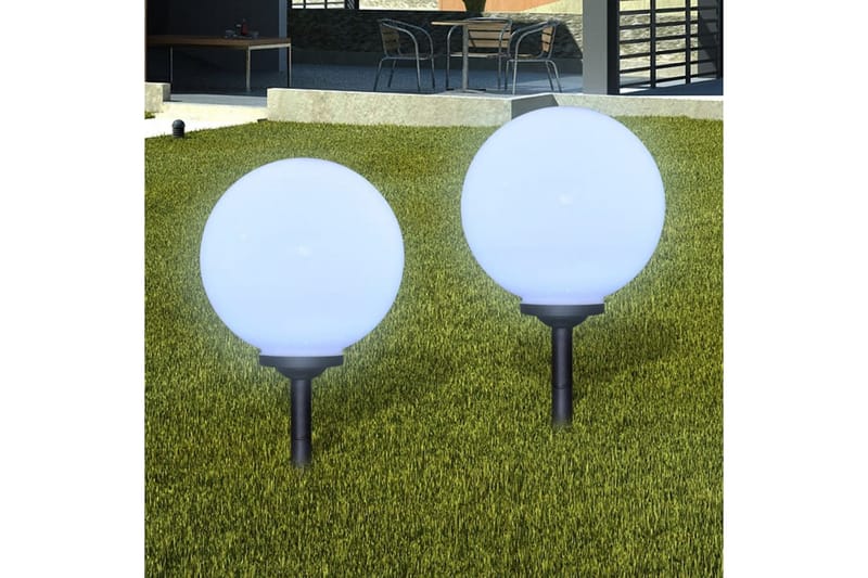 Solcelle hagelys LED 30 cm 2 stykk med jordspyd - Hvit - undefined