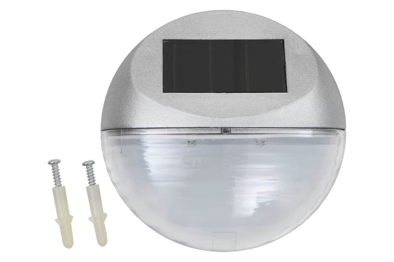 Utendørs soldreven vegglampe LED 12 stk rund sølv - Hvit - Hagebelysning - Solcellebelysning
