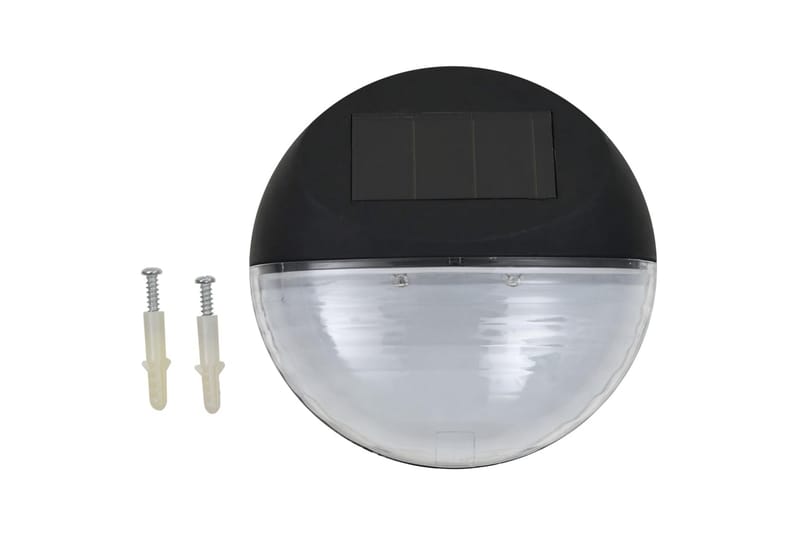 Utendørs soldreven vegglampe LED 12 stk rund svart - Hvit|Svart - Hagebelysning - Solcellebelysning