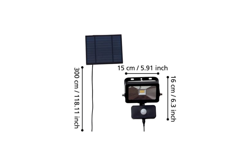 Solcellelampe Eglo Villagrappa med sensor - Svart - Belysning - Utendørsbelysning - Solcellebelysning