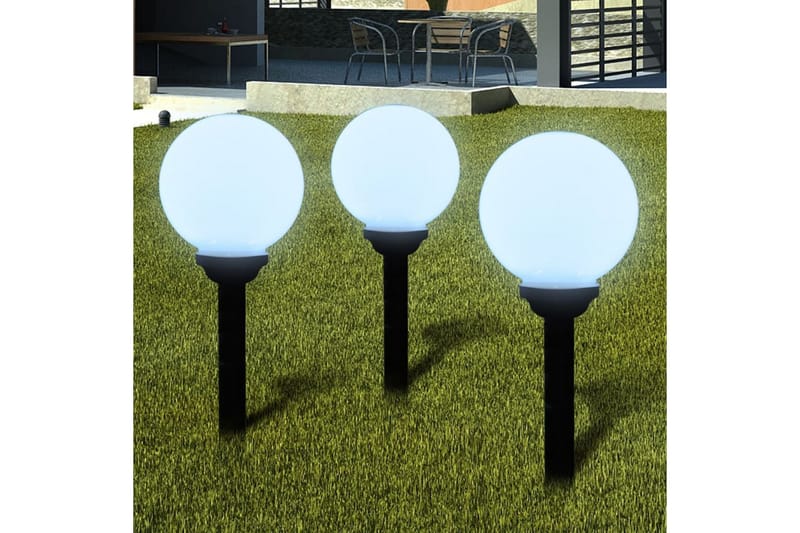 Utendørs Soldrevet Ball Lys LED 20cm 3 stk - Hvit - undefined