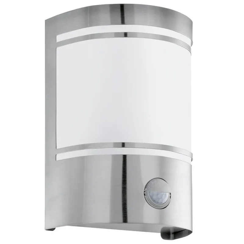 Utvendig vegglampe Cerno med sensor, Rustfritt Stål